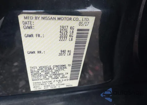 2017 Nissan Altima 2.5 Sv из США, поврежденный, VIN 1N4AL3AP2HC258349